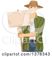 Poster, Art Print Of Handsome White Male Senior Farmer Holding A Blank Sign