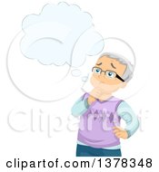 Clipart Of A White Senior Man Wearing Glasses And Thinking Worrying About Alzheimers Royalty Free Vector Illustration by BNP Design Studio