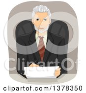 Poster, Art Print Of Handsome Senior Business Man Reviewing A Contract At His Desk
