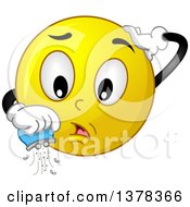 Clipart Of A Smiley Emoji Discovering That He Is Broke Royalty Free Vector Illustration