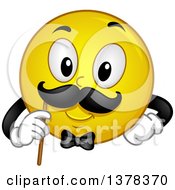 Poster, Art Print Of Smiley Emoji Gentleman Holding Up A Mustache Photo Op