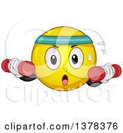 Poster, Art Print Of Smiley Emoji Working Out With Dumbbells