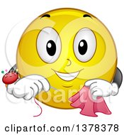 Poster, Art Print Of Smiley Emoji Sewing A Scarf