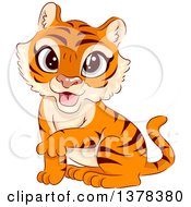 Poster, Art Print Of Tiger Cub Sitting And Holding Up One Paw