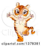 Poster, Art Print Of Happy Tiger Cub Standing Upright