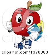 Poster, Art Print Of Happy Apple Student Character Walking And Carrying Books