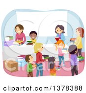 Poster, Art Print Of Children Donating Old Books To An Organization