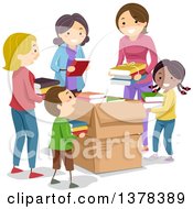 Poster, Art Print Of Chidlren And Women Putting Donated Books In Boxes