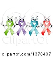 Poster, Art Print Of Happy Colorful Awareness Ribbons