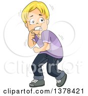 Poster, Art Print Of Scared Blond Boy Cowering