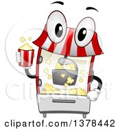 Popcorn Maker Machine Holding A Bucket