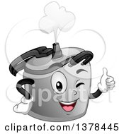 Poster, Art Print Of Happy Pressure Cooker Character Winking And Giving A Thumb Up