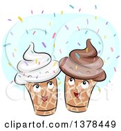 Poster, Art Print Of Happy Ice Cream Cones With Sprinkles