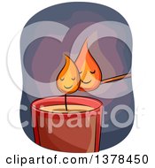 Flames From A Candle And Wick Cuddling
