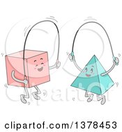 Poster, Art Print Of Square And Pyramid Jumping Rope Together