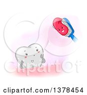 Clipart Of A Happy Tooth Looking Up To Paste On A Brush Royalty Free Vector Illustration by BNP Design Studio