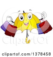 Poster, Art Print Of Happy Umbrella Character Holding Shopping Bags
