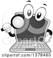 Clipart Of A Laptop Computer Mascot Holding A Magnifying Glass Royalty Free Vector Illustration