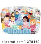 Clipart Of Vendors Selling Products At A Busy Bazaar Royalty Free Vector Illustration