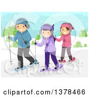 Poster, Art Print Of Group Of Happy Teenagers Snow Walking