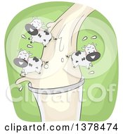 Clipart Of A Group Of Cows Playing In Flowing Milk Royalty Free Vector Illustration