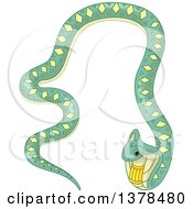 Clipart Of A Green And Yellow Patterned Egyptian Cobra Snake Royalty Free Vector Illustration