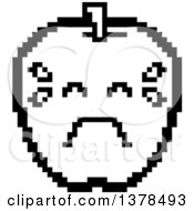 Clipart Of A Black And White Crying Apple In 8 Bit Style Royalty Free Vector Illustration