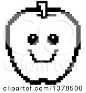 Poster, Art Print Of Black And White Smiling Apple In 8 Bit Style