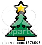 Poster, Art Print Of Serious Christmas Tree Character In 8 Bit Style
