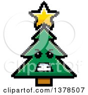 Clipart Of A Mad Christmas Tree Character In 8 Bit Style Royalty Free Vector Illustration
