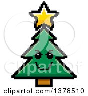 Clipart Of A Grinning Evil Christmas Tree Character In 8 Bit Style Royalty Free Vector Illustration