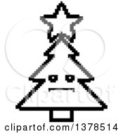 Clipart Of A Black And White Serious Christmas Tree Character In 8 Bit Style Royalty Free Vector Illustration by Cory Thoman