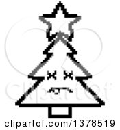 Clipart Of A Black And White Dead Christmas Tree Character In 8 Bit Style Royalty Free Vector Illustration