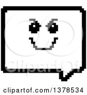 Poster, Art Print Of Black And White Grinning Evil Speech Balloon Character In 8 Bit Style
