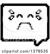 Clipart Of A Black And White Crying Speech Balloon Character In 8 Bit Style Royalty Free Vector Illustration