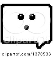 Poster, Art Print Of Black And White Surprised Speech Balloon Character In 8 Bit Style