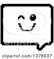 Clipart Of A Black And White Winking Speech Balloon Character In 8 Bit Style Royalty Free Vector Illustration