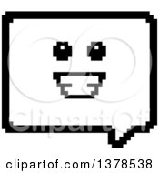 Poster, Art Print Of Black And White Happy Speech Balloon Character In 8 Bit Style