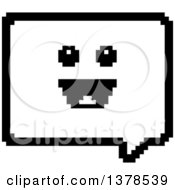 Clipart Of A Black And White Happy Speech Balloon Character In 8 Bit Style Royalty Free Vector Illustration