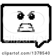 Clipart Of A Black And White Mad Speech Balloon Character In 8 Bit Style Royalty Free Vector Illustration