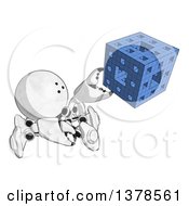 Clipart Of A Cartoon Crab Like Robot Assembling A Block Royalty Free Illustration