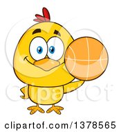 Poster, Art Print Of Yellow Chick Holding A Basketball