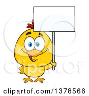 Poster, Art Print Of Yellow Chick Holding A Blank Sign