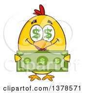 Poster, Art Print Of Yellow Rich Chick With Dollar Eyes Holding Cash