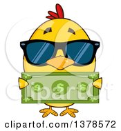Poster, Art Print Of Yellow Rich Chick Wearing Sunglasses And Holding Cash