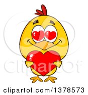 Poster, Art Print Of Yellow Chick In Love Holding A Heart