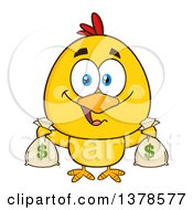 Poster, Art Print Of Yellow Rich Chick Holding Money Bags