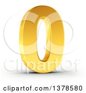3d Golden Digit Number 0 On A Shaded White Background