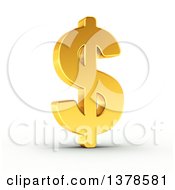 Poster, Art Print Of 3d Golden Dollar Currency Symbol On A Shaded White Background