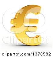 Poster, Art Print Of 3d Golden Euro Currency Symbol On A Shaded White Background